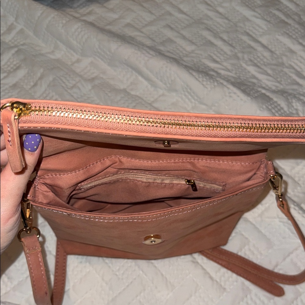 Leather Crossbody Bag in Coral Tan - Picture 7 of 11